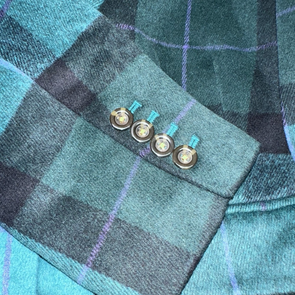 New Ann Taylor Green Tartan Plaid Wool Blend Chesterfield Coat‎ Women's XL $258 - Picture 5 of 8